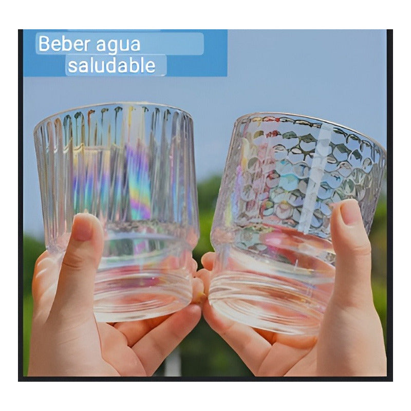 Vasos Con Bombilla Bombillas Reutilizables Tazas Transparent Color Tornasol Redondos