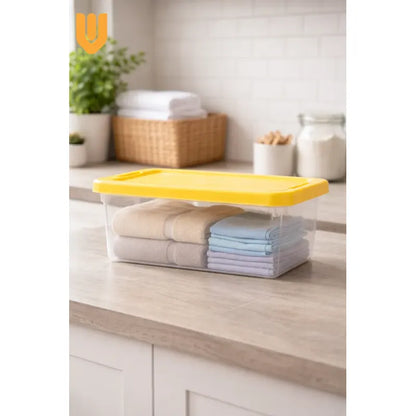 Caja Plastica Organizadora Apilable Hogar Almacenamiento 10l Transparente Tapa Gris Organizadora