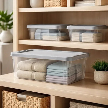 Vitrineon Sistema Ordenamiento Modular 10 Litros Caja Transl Transparente Tapa Gris Organizadora