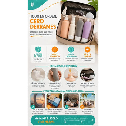 Botellas Silicona Recargables Viaje Cabina Antiderrame Tonos Pastel Suaves Modernos Viaje Liquidos Organizacion Visual Facil Identificacion Silicona Flexible Diseño Compacto Elegante