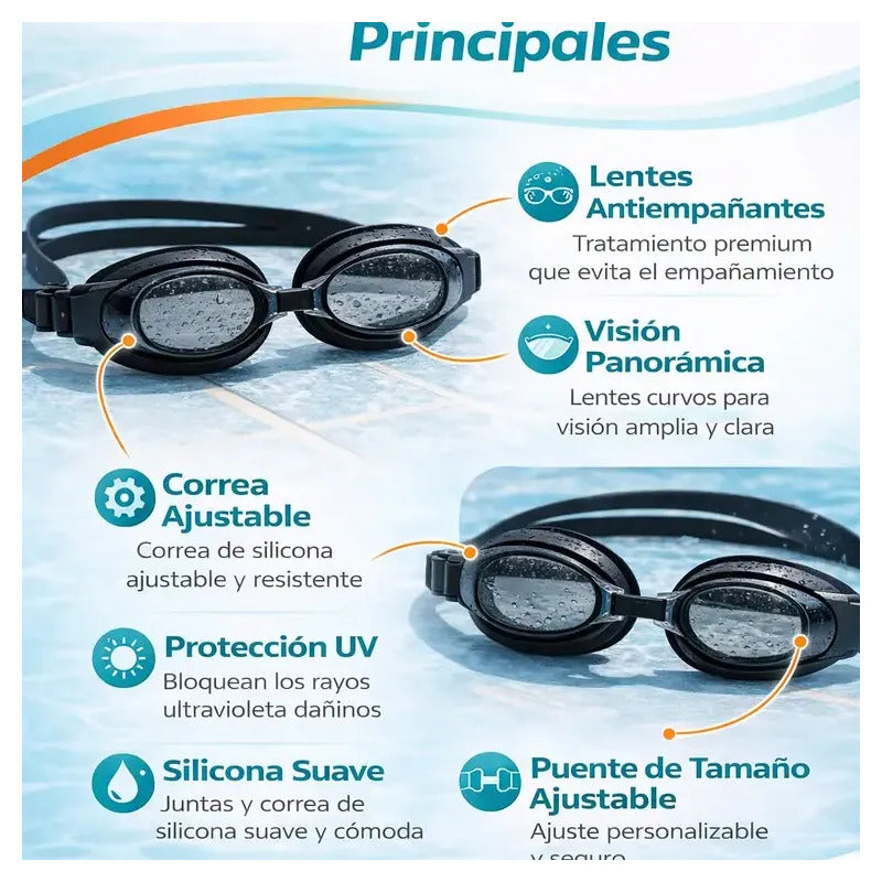 Lentes Natacion Niños Piscina Comodos Seguros Diversion Uv