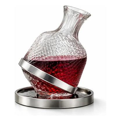Decantador Vidrio Aireador Vinos Oxigenador Giratorio 1500ml Decantador Aireador Vino Giratorio 1500ml Vidrio Base Estable Cata Oxigenacion Tintos Elegante Mesa