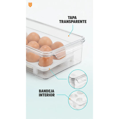 Organizador De Huevos Huevera Porta Huevos Contenedor Huevos Transparente
