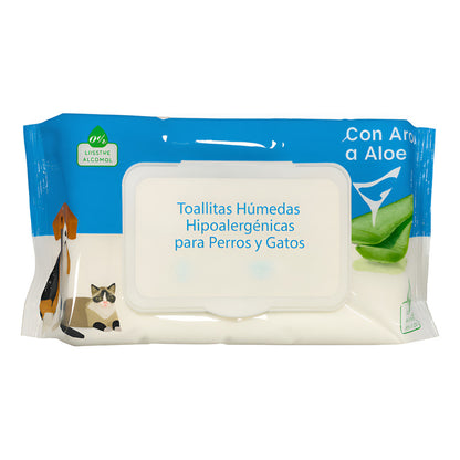 Toallas Humedas Aloe Vera  Mascota Limpieza Perro Gato 50und
