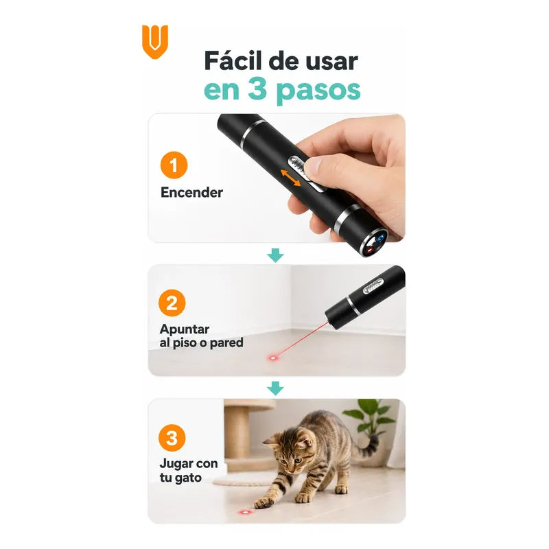 Laser Juguete Gato Interactivo Accesorios Puntero Mascotas Negro Pequeño