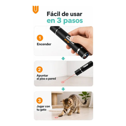 Laser Juguete Gato Interactivo Accesorios Puntero Mascotas Negro Pequeño