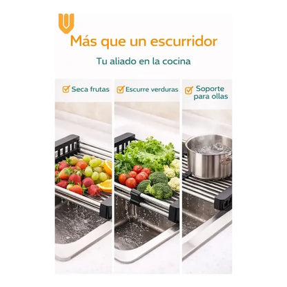 2 Escurridores Ajustables Lavaplatos Cocina Ahorra Espacio Negro