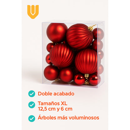 Set 28 Esferas Navideñas Plástico 12 5 Cm Decoración Árbol