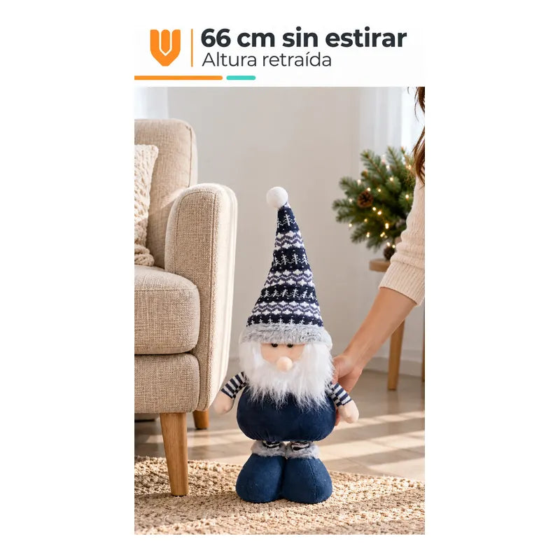 Muñeco Pascuero Navideño 86cm Retraible Decorativo Figura Blanco Muñeco Adorno Navideño Muñeco Papá Noel Viejito Pascuero Santa Claus Gorro Barba Blanca Figura Verdes Cascabel 86cm Retraible Pascuero