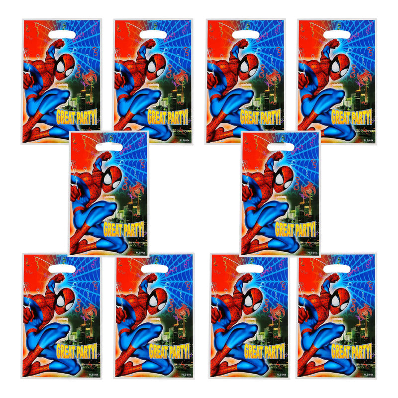 10 Bolsas Para Piñata Spiderman Color Rojo