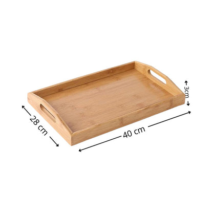 Set 2 Bandejas De Bambu Para Desayuno Bambu Bandeja 40x28cm