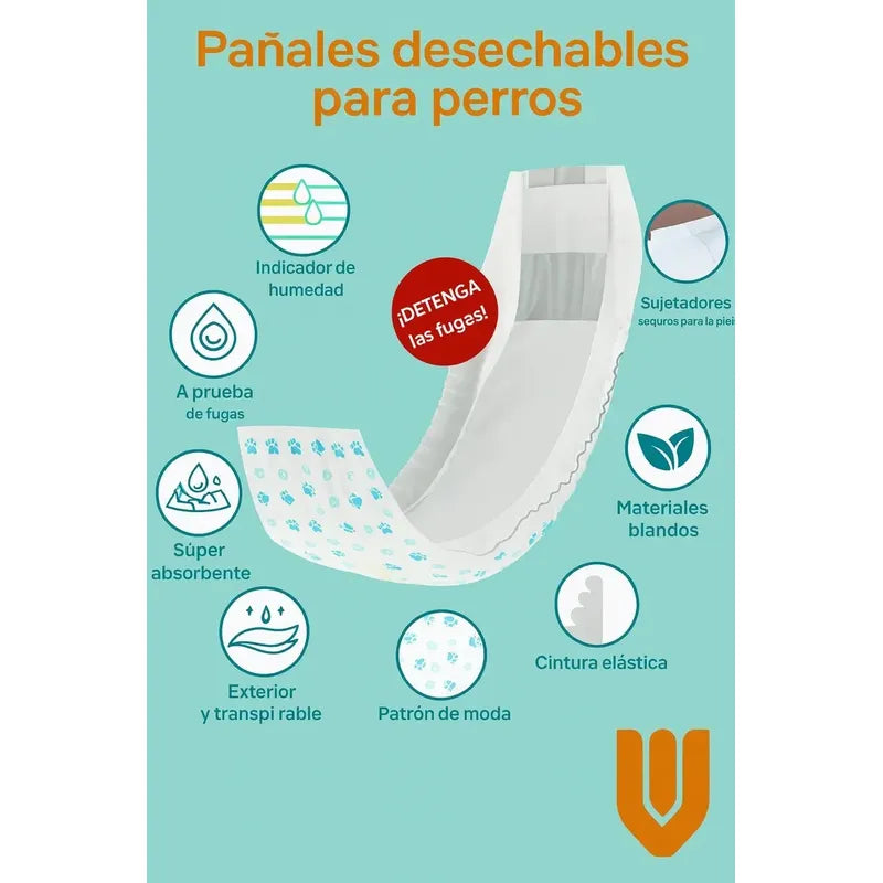 Pañales Desechable Evacuar Perro Macho Gato Mascota Talla S Blanco Macho S 42x17 Cm
