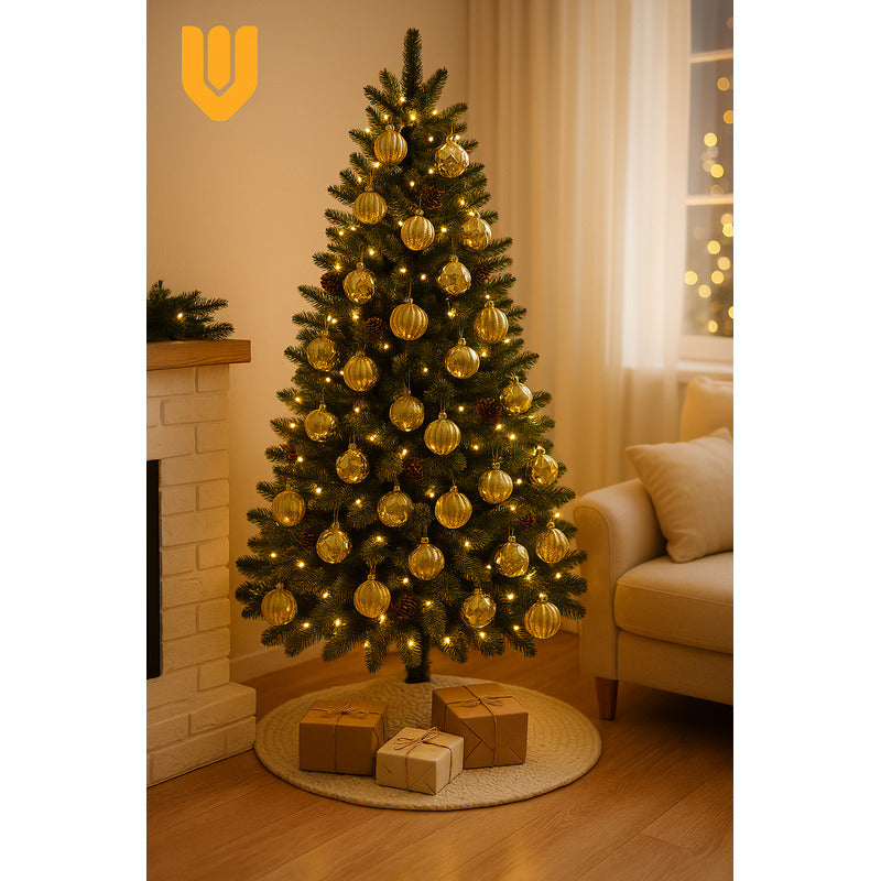 Set 8 Esferas Plástico 12 5 Cm Colgantes Árbol Navidad Dorad