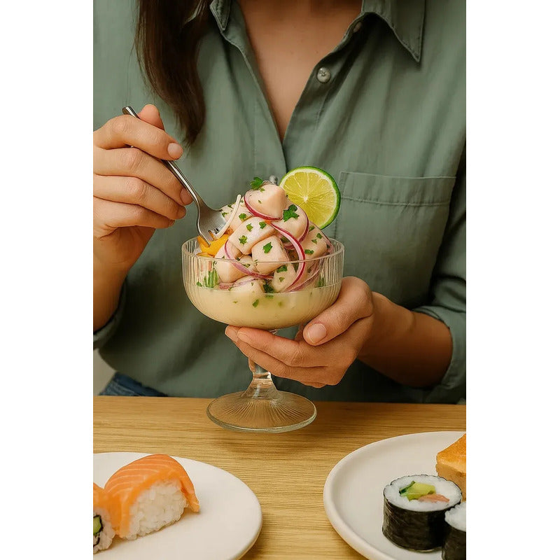 X6 Copas Vidrio Ceviche Coctel Mojito Pack 6 Transparente Presentacion Elegante Entradas Mariscos Postres Mesa Gourmet Hogar Cocina Reuniones Celebraciones Experiencia Premium