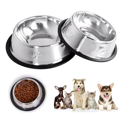 Plato Perros Gatos Mascota Plato Para Comida Plato Alimentos Color Plateado