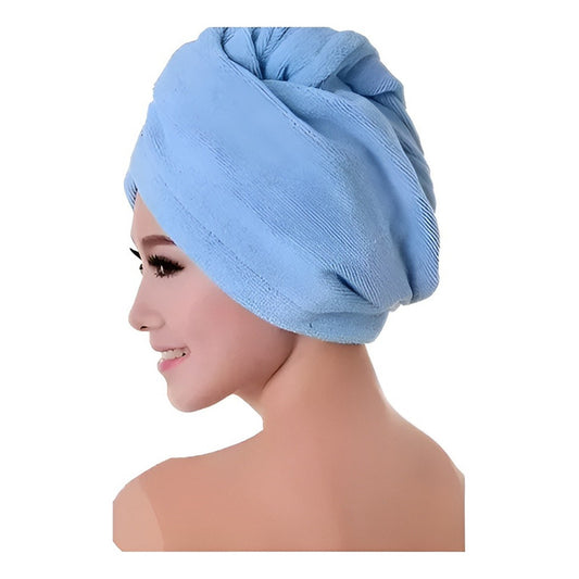 Toalla Turbante Para Pelo Microfibra Para Secar Cabello Azul