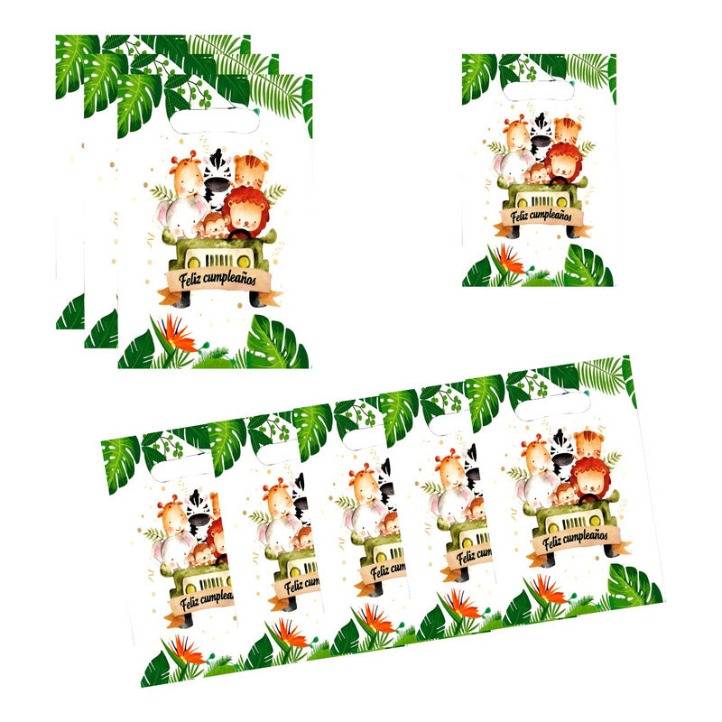 X10 Bolsa Para Piñata Safari Decoración Cumpleaños Safari Multicolor Safari Grande