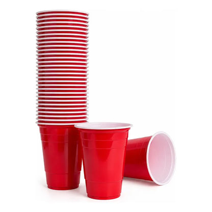 50 Vasos Plasticos Desechables Terremotos Bebidas Fiesta Rojo Bicolor Blanco Vaso Americano Fiestas Patrias Terremoto Fonda Celebración Chilena