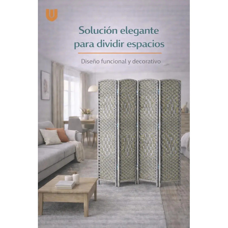 Biombo Separador Ambientes 4 Paneles 180cm Plegable Hogar Diseño Minimalista Plegable Gris Claro Estilo Nordico Tonalidad