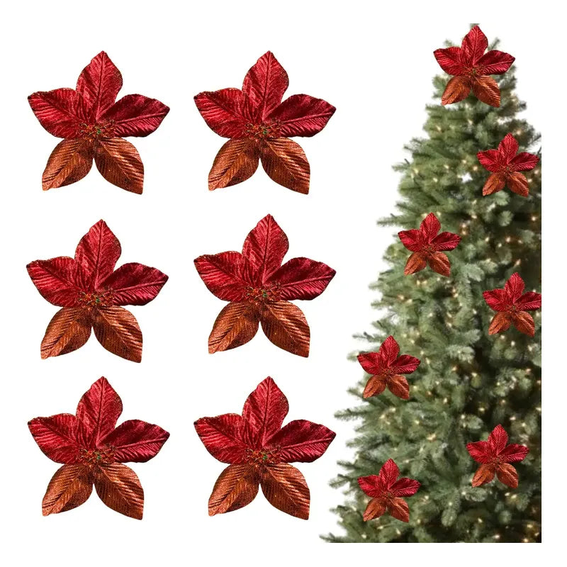6 Flores Navideñas Adornos Arbol Navidad Flores Decoración