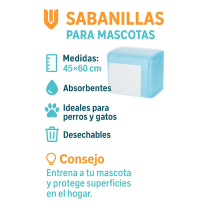 X60 Sabanilla Entrenamiento Perro Mascota Perros 45x60cm Azul Blanco