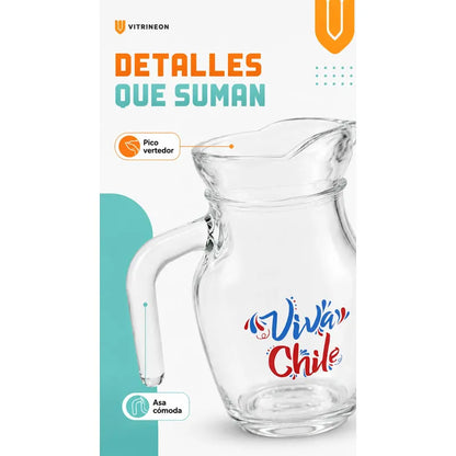 Jarra Vidrio Jugo Agua 400ml Viva Chile Asa Transparente Jarra Vidrio 400ml Viva Chile Asa Pico Vertedor Transparente Bebidas Frías Agua Jugo Té Cocina Mesa Hogar Vitrineon Cl 400ml