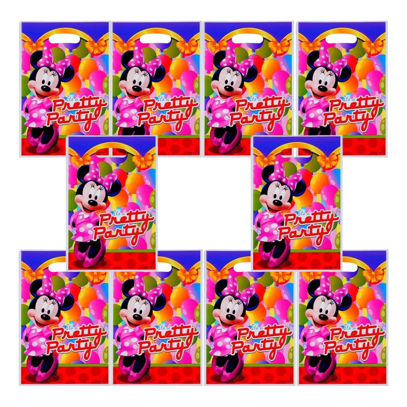 Vitrineon Cl 10 Bolsas Para Piñata Minnie Color Rosa Tamaño Grande