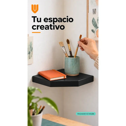 Repisa Esquinera Flotante Mdf Negro 30x30 Cm Vitrineon Cl Negro Repisa Esquinera Flotante Estante Mdf Marrón Decoración Rincón Pared Hogar Plantas Adornos Fotografías Living 30x30