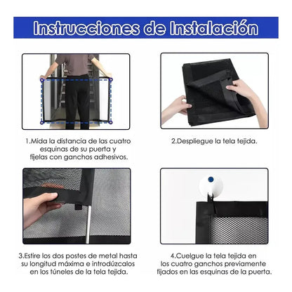 Puerta De Seguridad Plegable Magica Malla Para Mascotas Negro 619