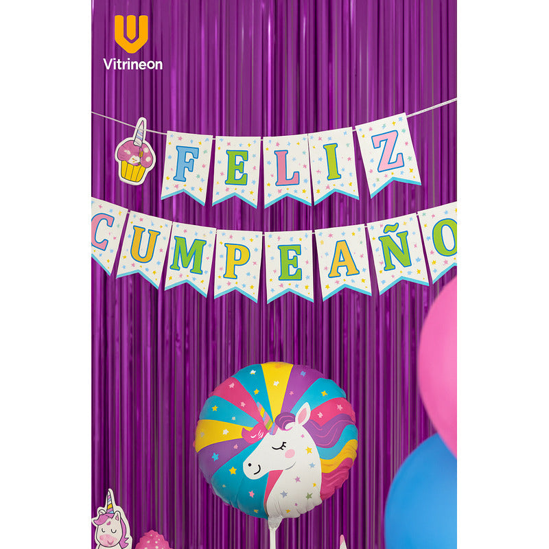 Set 17 Globos Decoracion Unicornio Metalico Fiesta Cumpleaño