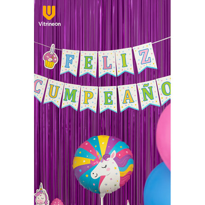 Set 17 Globos Decoracion Unicornio Metalico Fiesta Cumpleaño