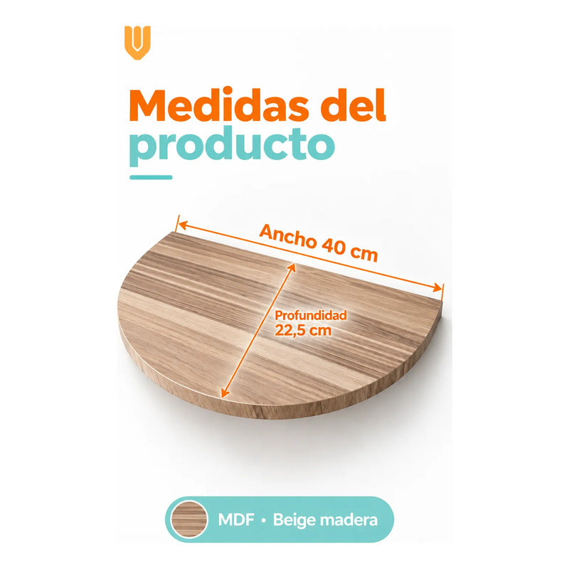 Repisa Flotante Semicircular Mdf Beige 40cm Vitrineon Cl Beige Repisa Mural Flotante Estante Decorativo Organización Recibidor Living Oficina Madera Mdf Muro Concreto Vestidor 40cm