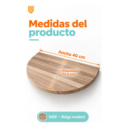 Repisa Flotante Semicircular Mdf Beige 40cm Vitrineon Cl Beige Repisa Mural Flotante Estante Decorativo Organización Recibidor Living Oficina Madera Mdf Muro Concreto Vestidor 40cm