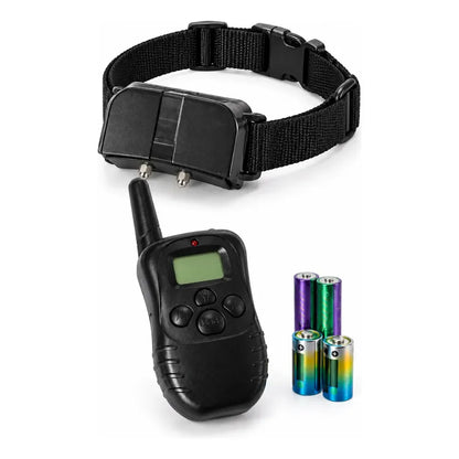 Collar Perro Entrenamiento Electrico Control Remoto Negro Collar Canino Correa Ajustable Tejida Hebilla Receptor Control Remoto Pantalla Pilas Incluidas Entrenamiento