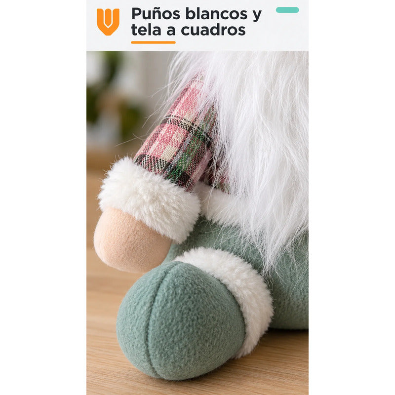 Muñeco Pascuero Navideño 45cm Decorativo Figuras Navidad Blanco Muñeco Pascuero Navideño Muñeco Papá Noel Viejito Pascuero Santa Claus Gorro Barba Blanca Figura Verdes Cascabel 45cm-pascuero