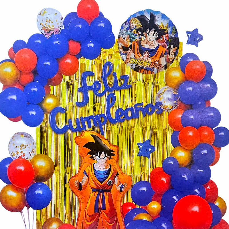 Set 57 Globos Decoracion Dragon Ball Fiesta Goku Cotillon