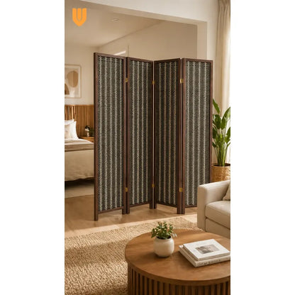 Vitrineon Biombo Compacto Resistente Diseño Contemporaneo Biombo Tela Trenzada Panel Plegables Decoración Interior Elegante Divisor Ambientes Estilo Contemporáneo Funcional Hogar Beige