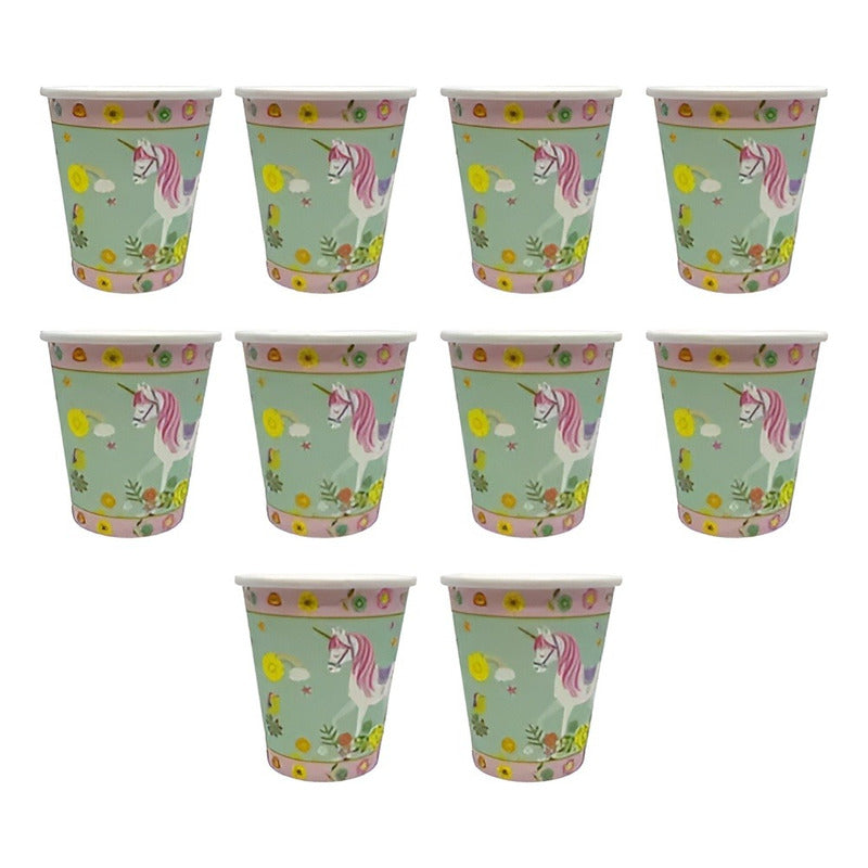 10 Vasos Cumpleaños Vasos Desechable Cumpleaños Unicornio Rosa Claro