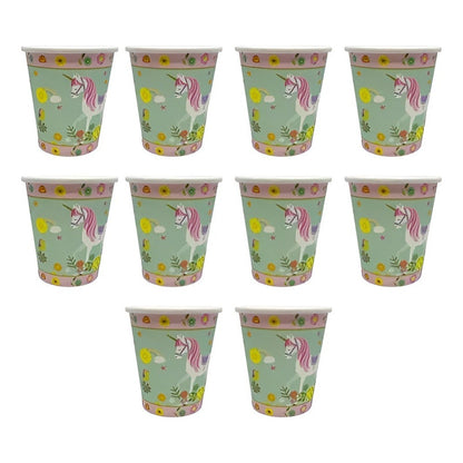 10 Vasos Cumpleaños Vasos Desechable Cumpleaños Unicornio Rosa Claro