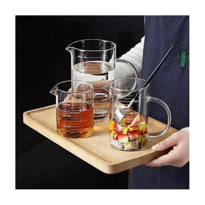 X2 Taza Medidora De Vidrio Jarra Vidrio Con Tapa Medidora Transparente/ 500ml