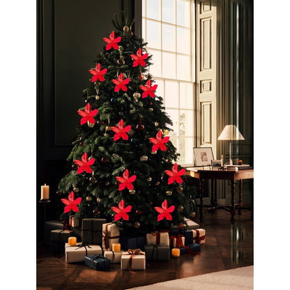 X6 Flores Navideñas Adornos De Navidad Decoración Flor Rojo Rojo Floreado