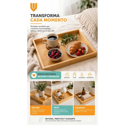 3 Bandeja Desayuno Bambu Ecologico Sostenible Hogar Bambu Marron Bambu Natural Madera Clara Elegante Nordico Artesanal Gourmet Calido Minimalista Cocina Premium
