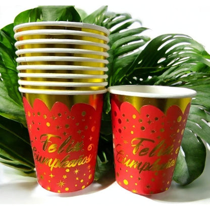 10 Vasos Desechables Cumpleaños Decoracion Feliz Cumpleaños