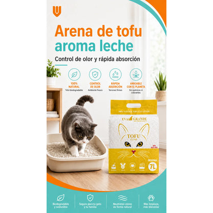 Arena Gatos Aglutinante Sanitaria Tofu Leche 2.6kg Clean Arena Sanitaria Tofu Leche 7 Litros Aglomerante Biodegradable Absorcion Control Olores 99 Porciento Libre Polvo Gatos - 2.6kg
