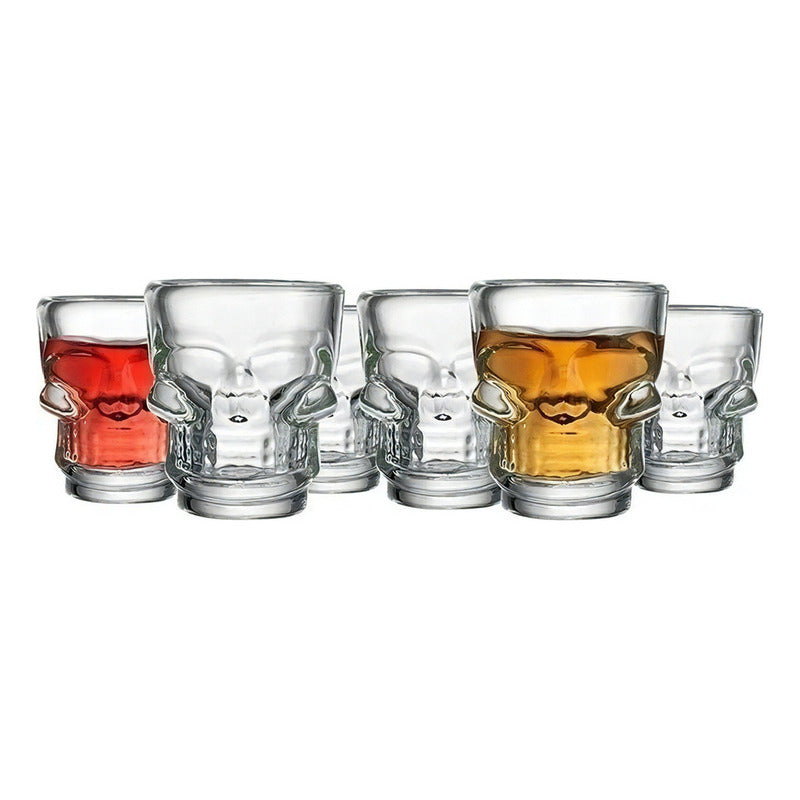 Vaso Shot Tequilero Calavera Vidrio Set 6 Pcs 65ml