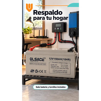 Bateria Gel 12v 150 Ah Ciclo Profundo Solar Repuesto Gris Batería Gel Solar Ciclo Profundo 12v 150ah Olsace Repuesto Recargable Respaldo Doméstico Energía Tornillos