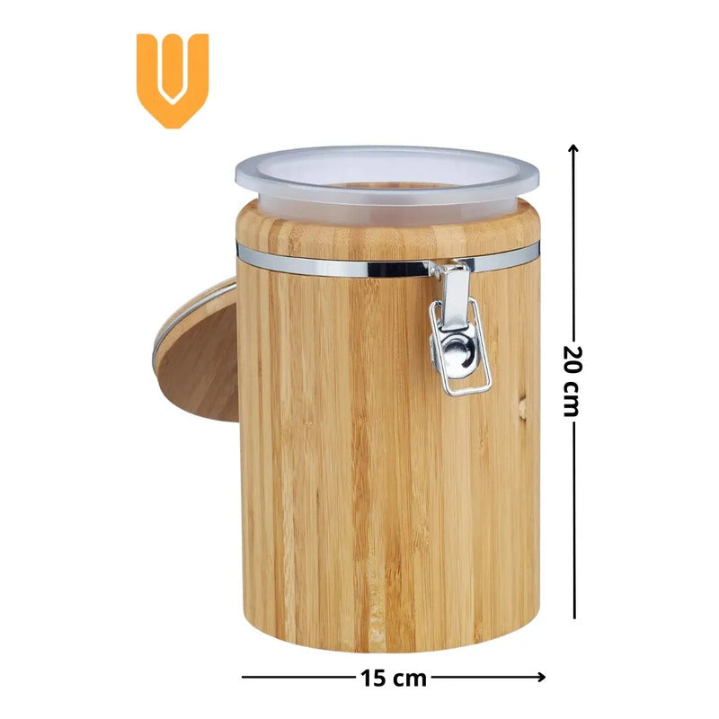 Envase Ecologico Bambú Sustentable Conservador Gourmet Cafe Bambu Natural Organico Ecologico Madera Claro Calido Rustico Cocina Despensa Minimalista Sostenible Premium
