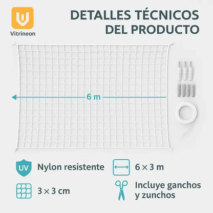 Malla Anticaidas Gatos Hogar Exterior Durable 6x3 Mts Blanco Neutro Discreto Balcon Seguridad Mascotas Visual Limpio Moderno Exterior Integracion Estetica Hogar Resistente Duradero
