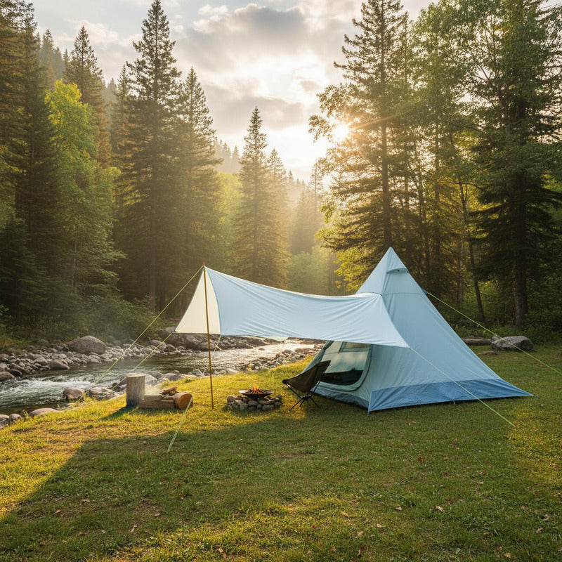 Carpa Camping 4 Personas Estructural Alta Resistencia Celeste