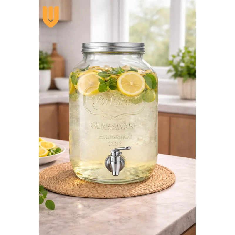 Dispensador Frasco Jugo Agua Bebidas Fiestas Vidrio Hogar 5l Dispensador Bebidas Vidrio 5l Frasco Jugo Agua Fiestas Hogar Canilla Servicio Mesa Transparente